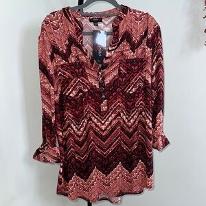 Cocomo Women's Red and Black Chevron Blouse